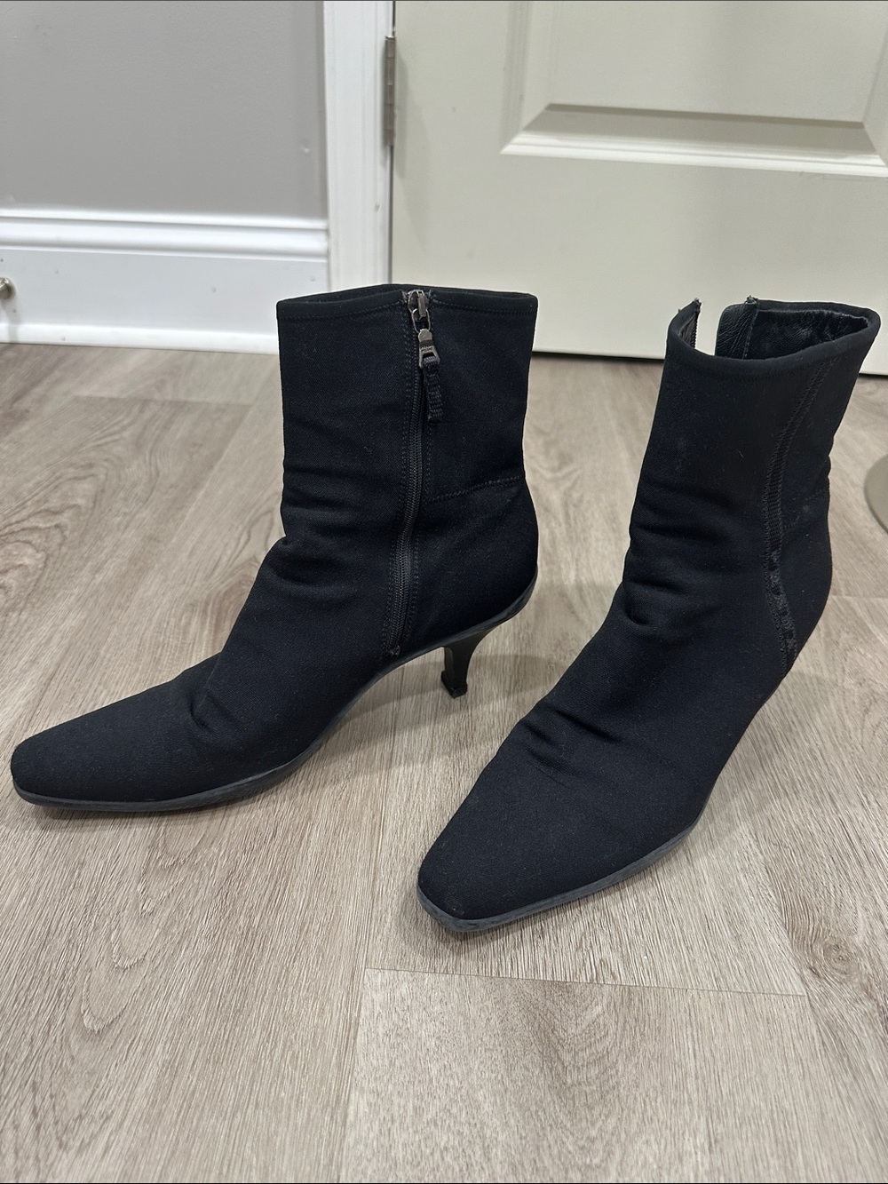 Prada Black Stretch Mid-Calf Sock Boots with Side Zip